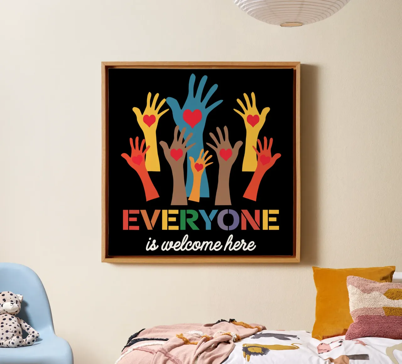 Iedereen is welkom hier V2 canvas met Baklijst van heatherloulin