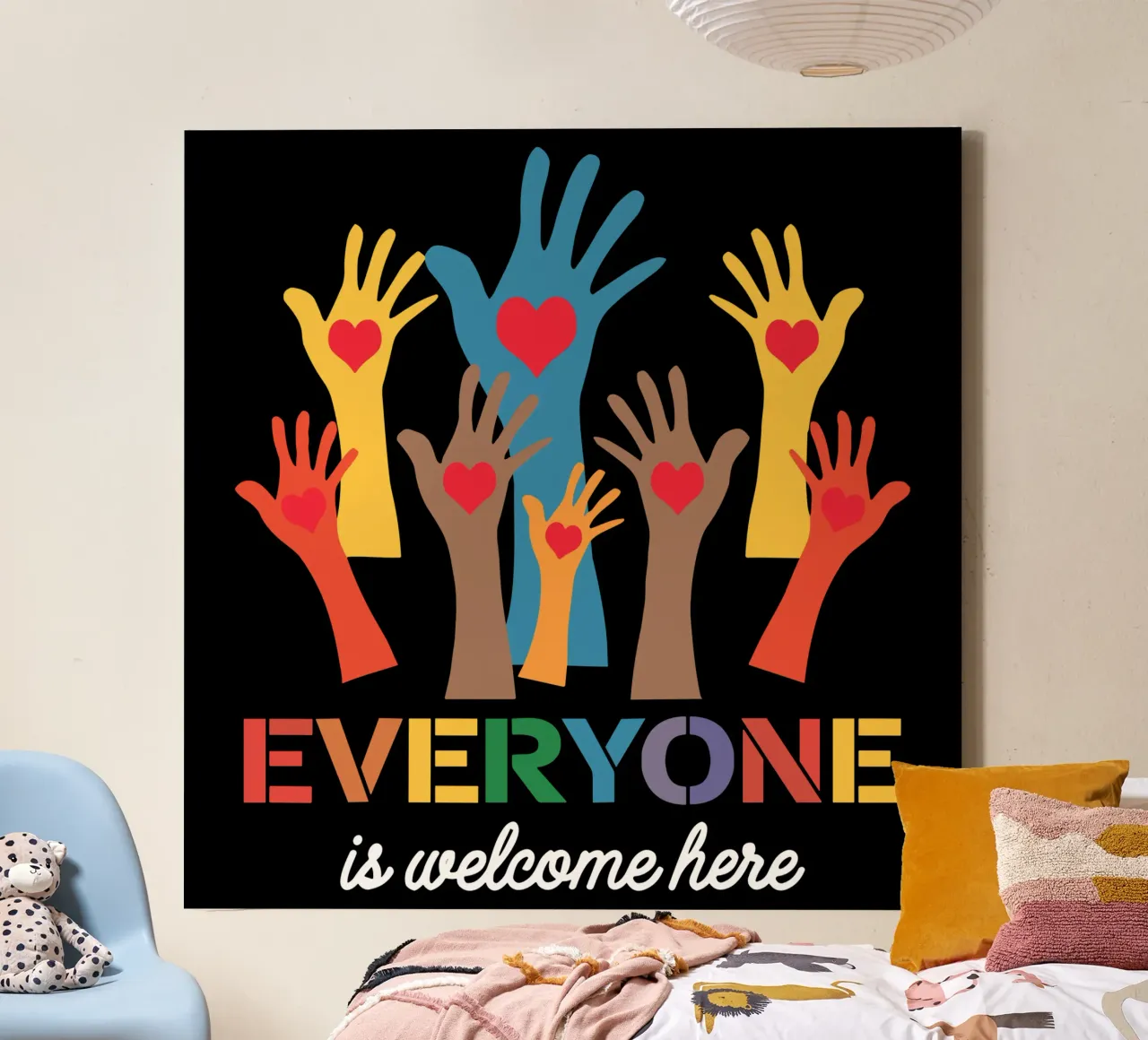Iedereen is welkom hier V2 canvas met Baklijst van heatherloulin