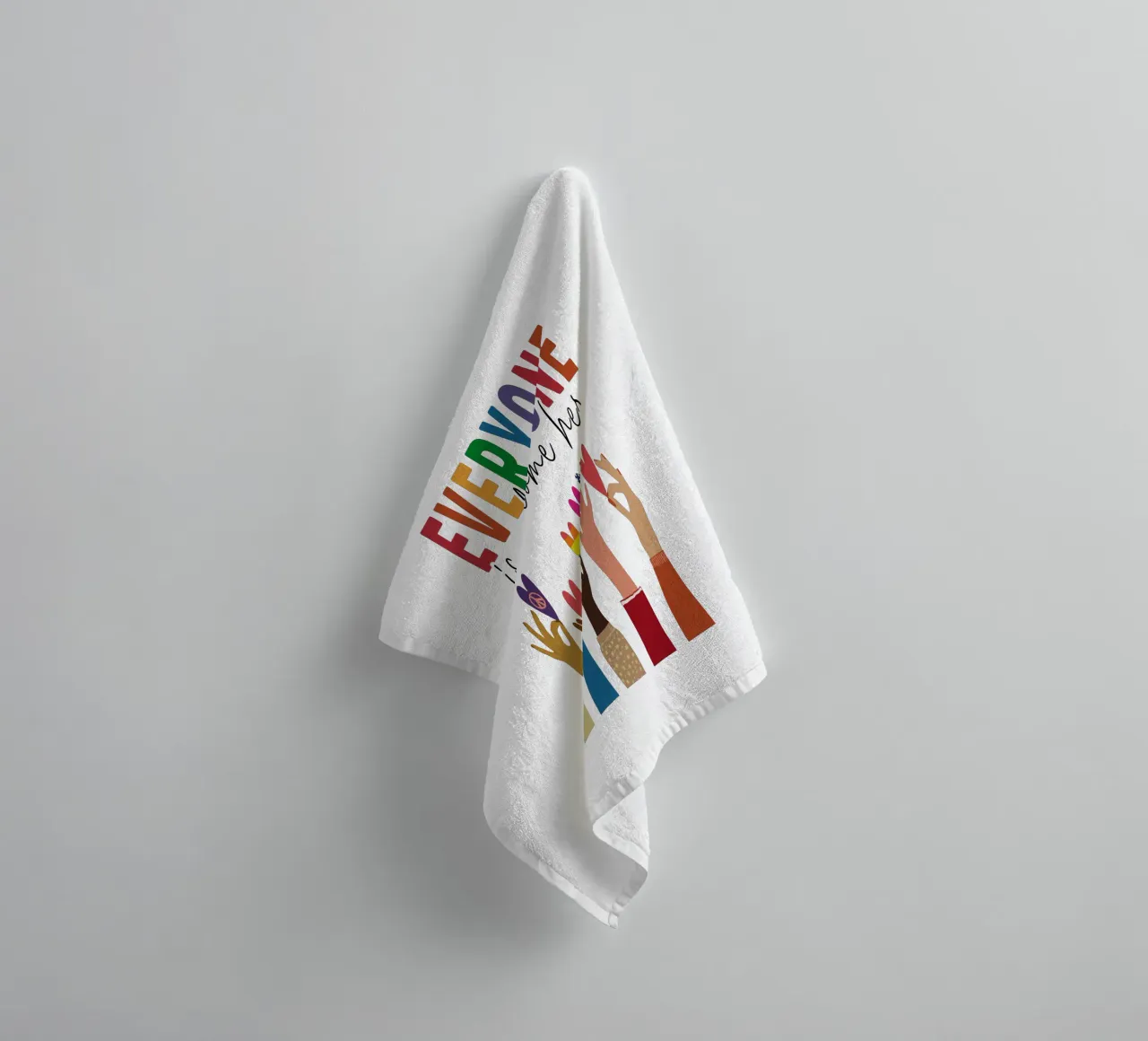 Everyone Is Welcome Here V10 towel by heatherloulin