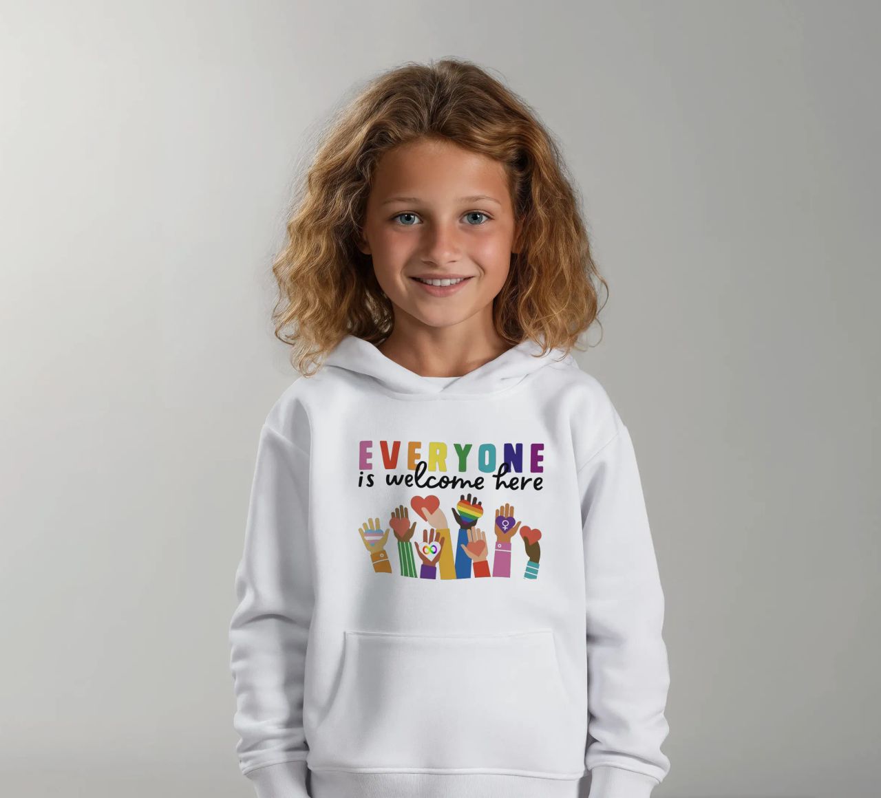 Tout le monde est le bienvenu ici V11 sweat à capuche enfant de heatherloulin