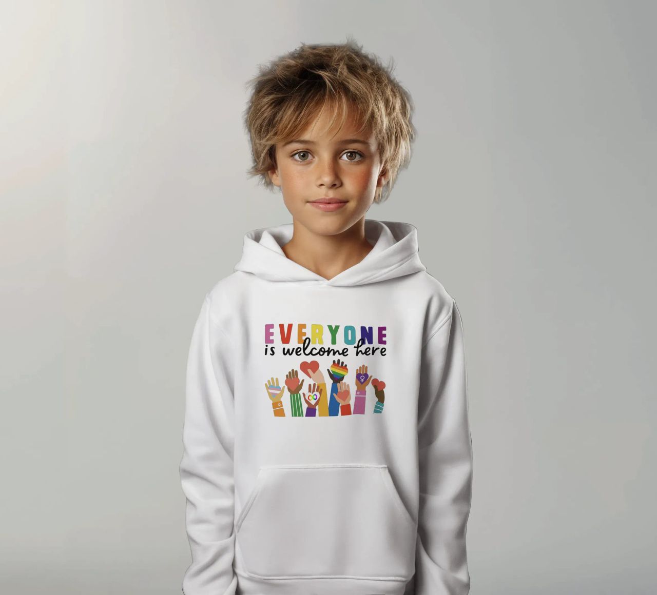 Tout le monde est le bienvenu ici V11 sweat à capuche enfant de heatherloulin