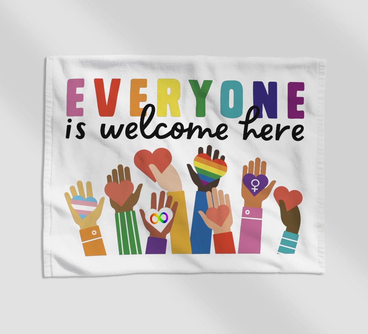 Tout le monde est le bienvenu ici V11 serviette de plage de heatherloulin