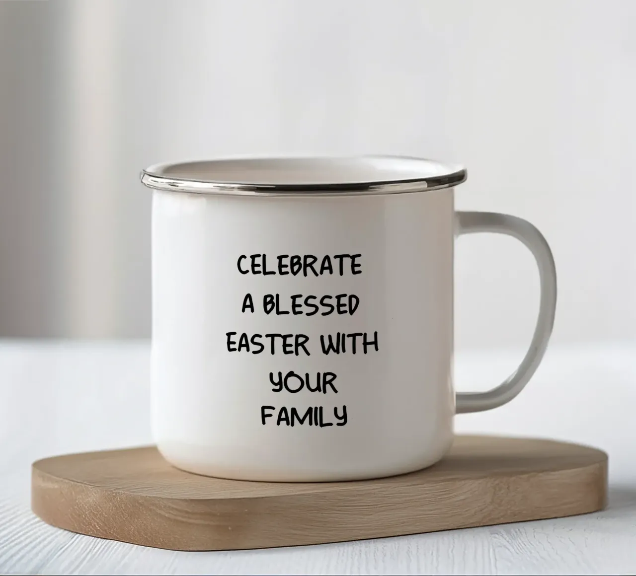 Festeggiate una Pasqua benedetta con la vostra famiglia tazza in smalto da YV TYPOGRAPHY