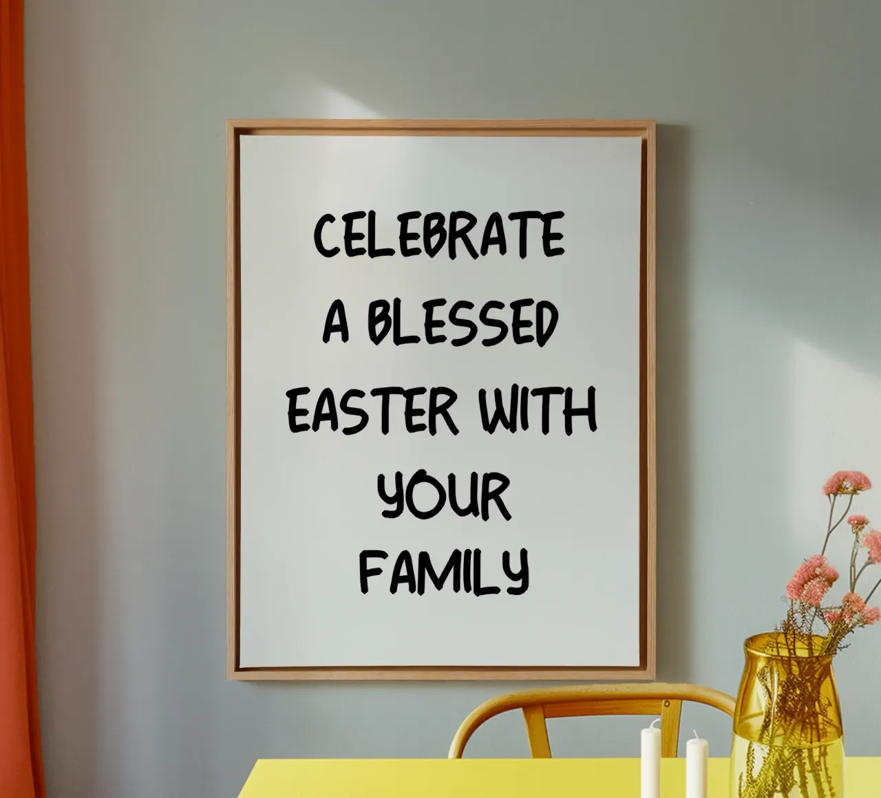Festeggiate una Pasqua benedetta con la vostra famiglia tela con Cornice a cassetta da YV TYPOGRAPHY