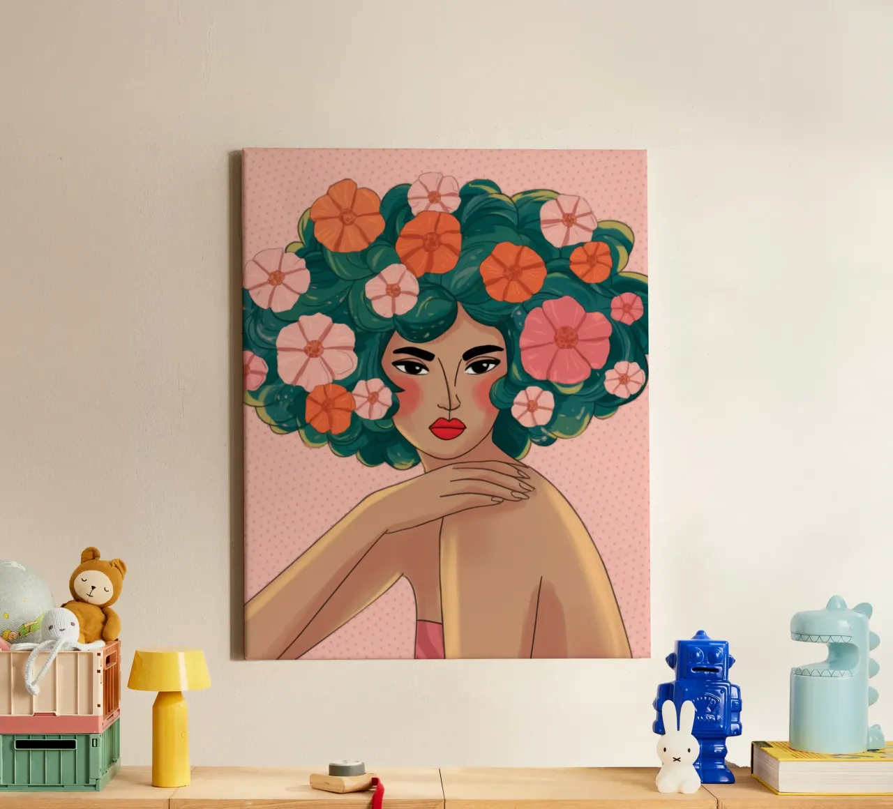Bloemen omarmen eigenzinnigheid canvas met Baklijst van Color Oblivion