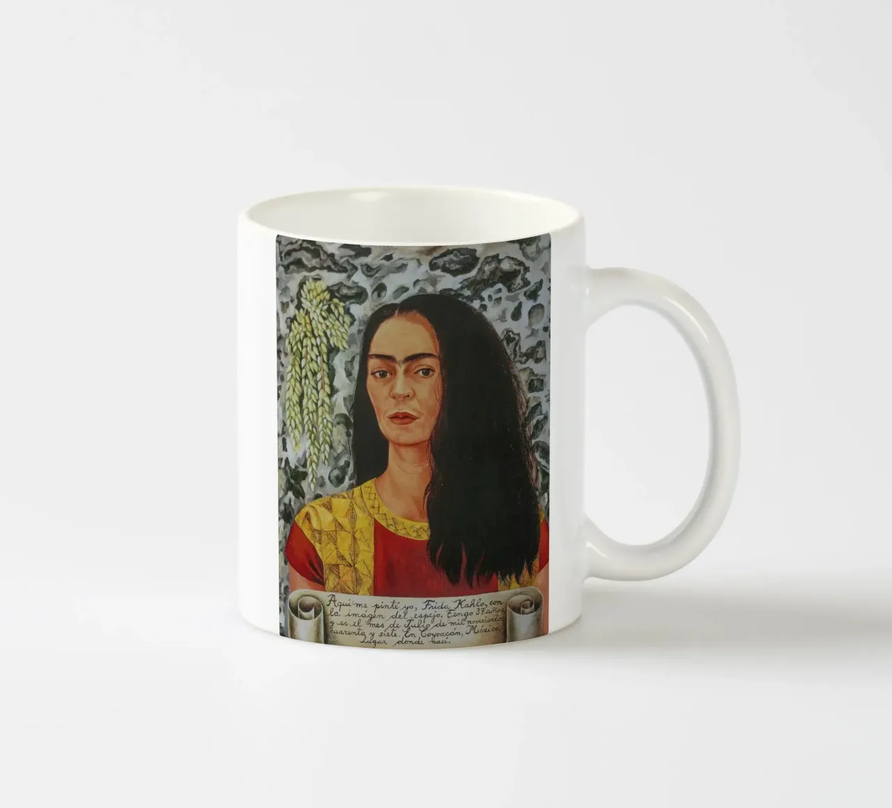 Frida Kahlo, con i capelli sciolti tazza in ceramica da Carinaprint