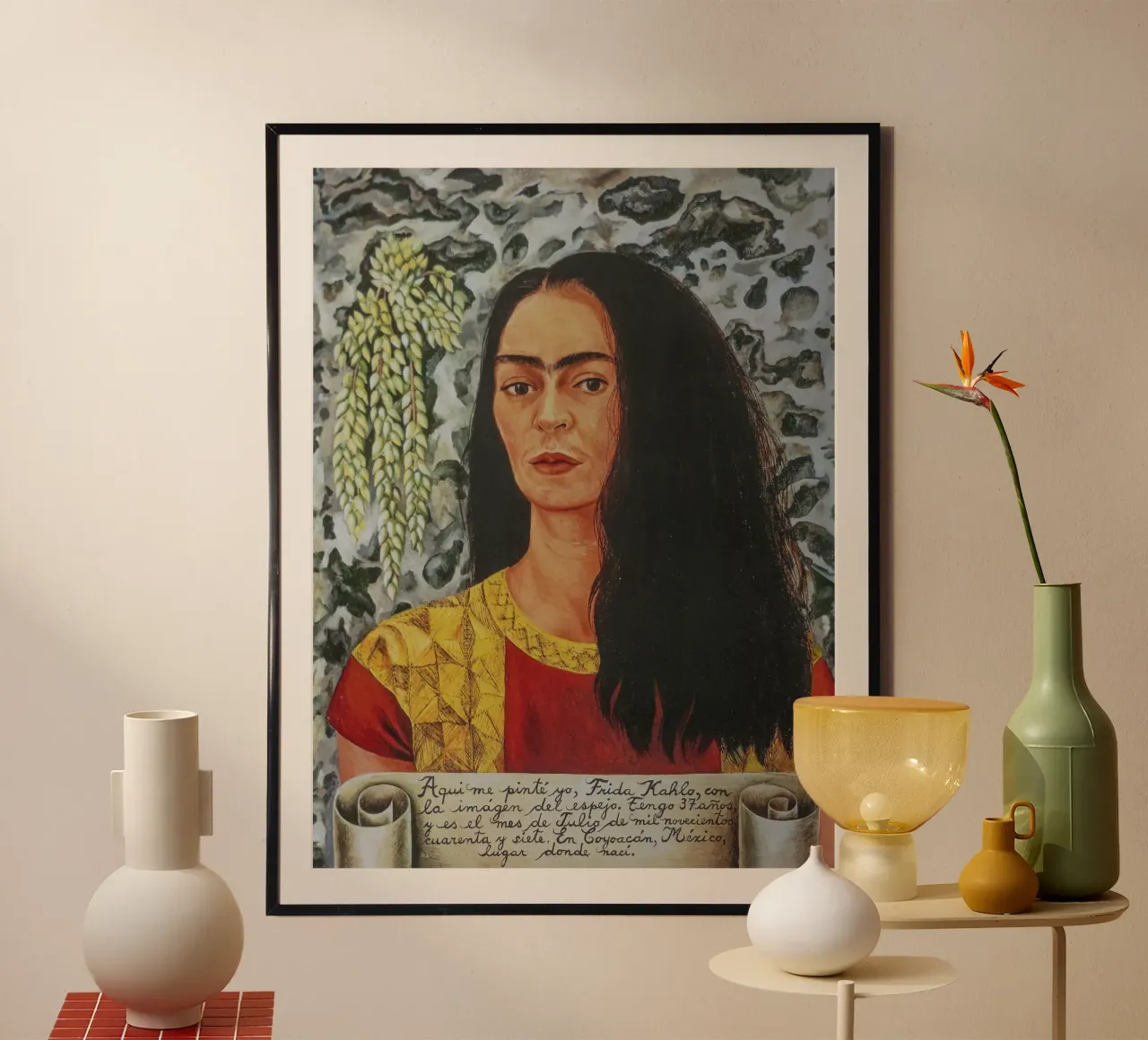 Frida Kahlo, con i capelli sciolti carta hahnemühle da Carinaprint