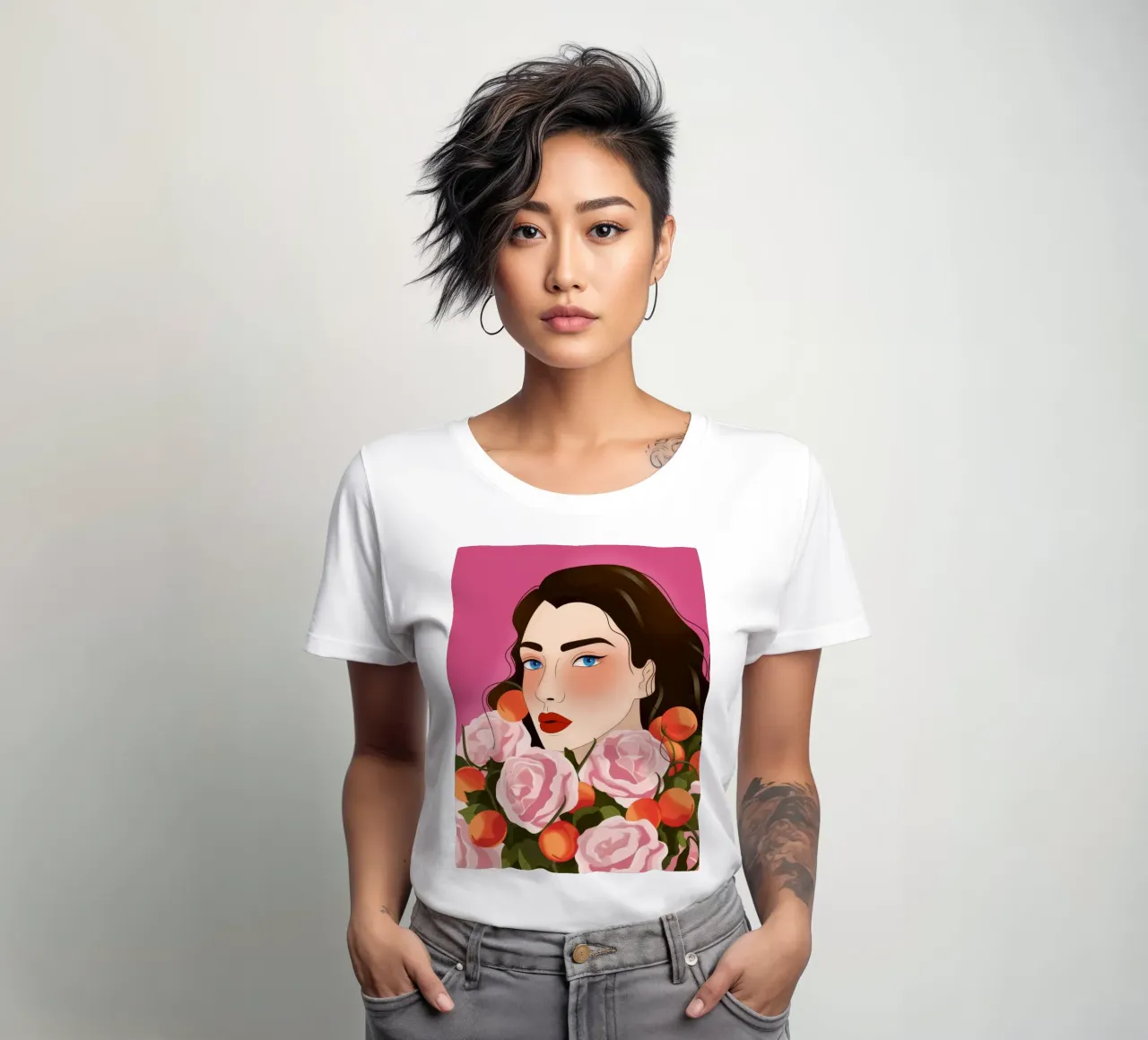 Harmonie Rozen Reflectie dames t-shirt getailleerd van Color Oblivion