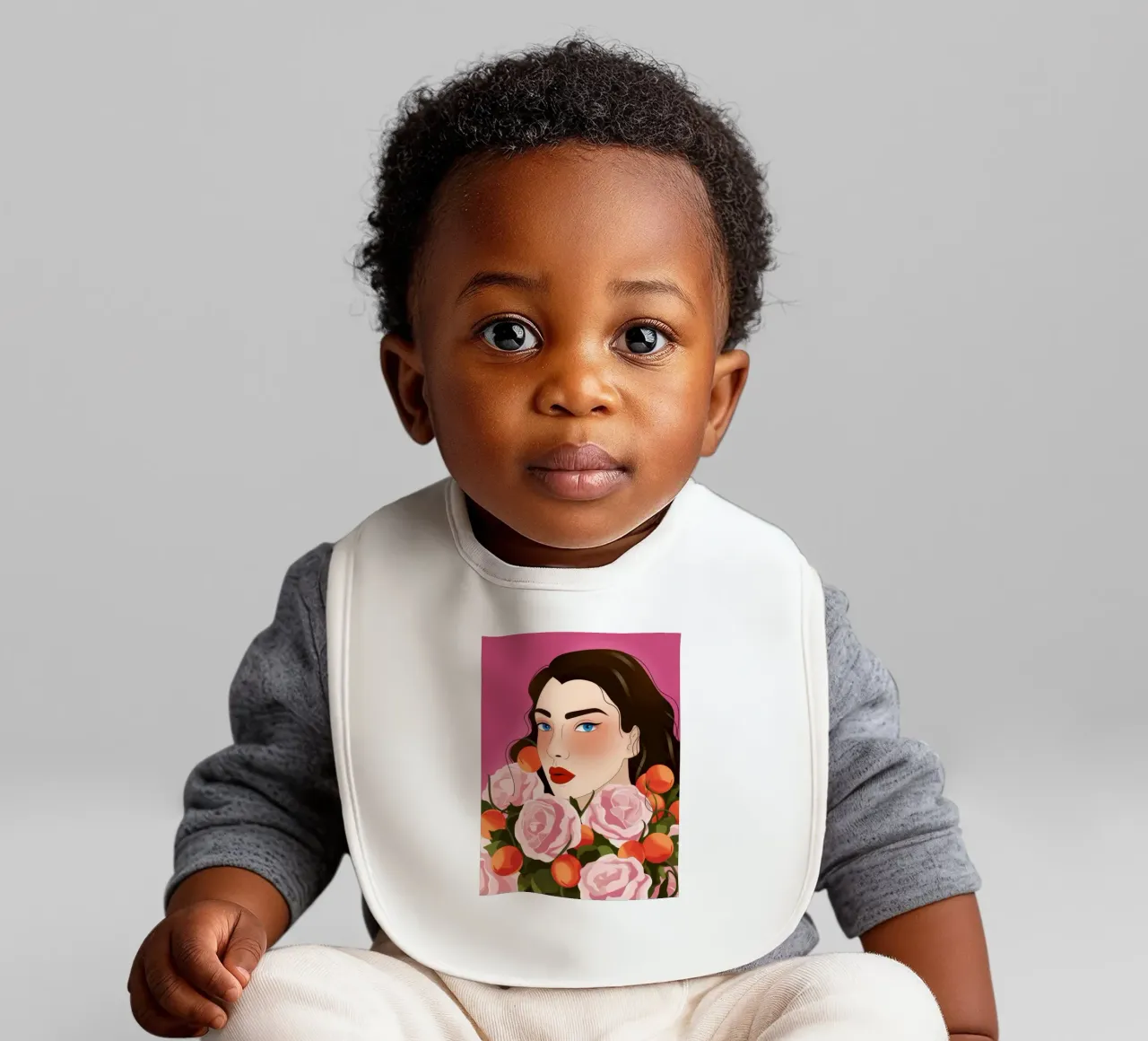 Rose Reflection Harmony baby bib by Color Oblivion