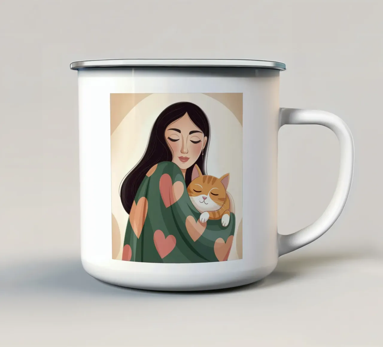 Calor de gato acogedor taza de esmalte de Color Oblivion