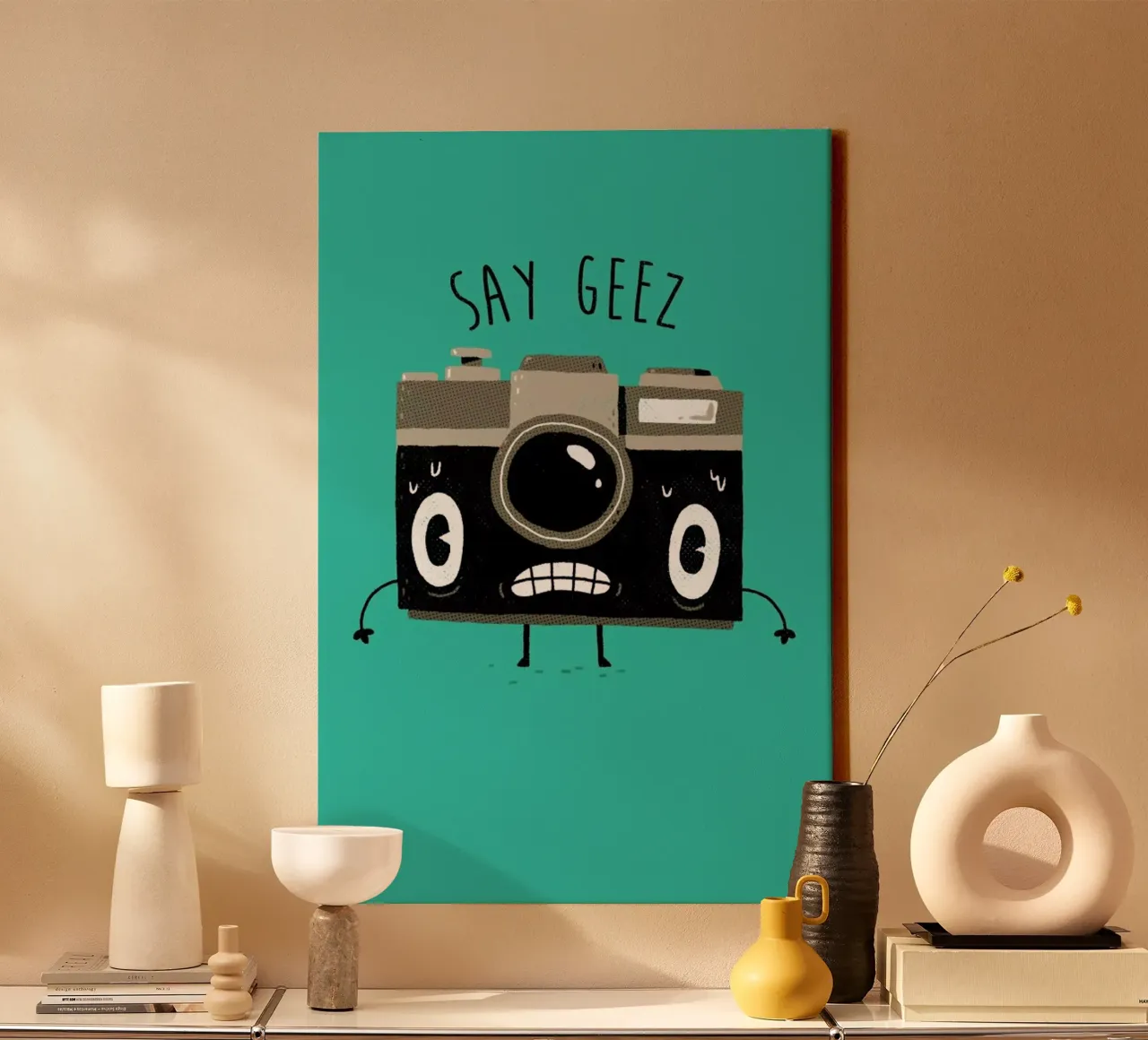 Say Geez canvas met Baklijst van DinoMike