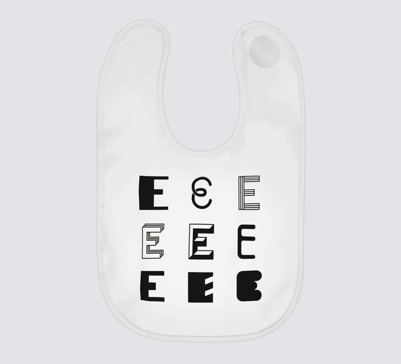 Letter E bavaglino da Lidia Blomgren