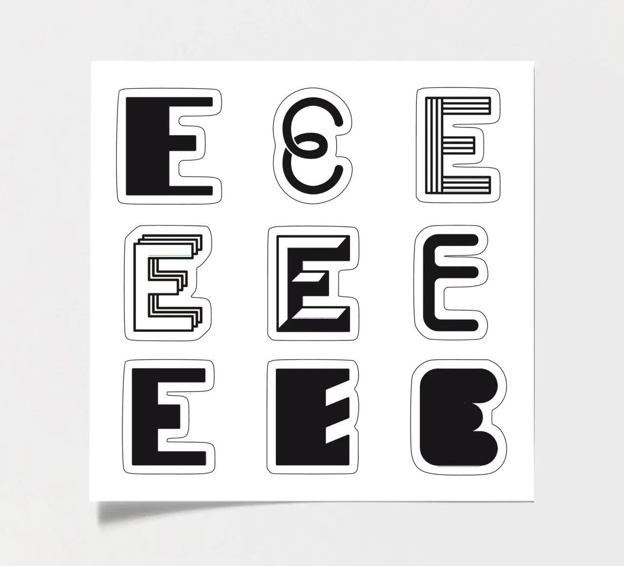 Letter E sticker sheet by Lidia Blomgren