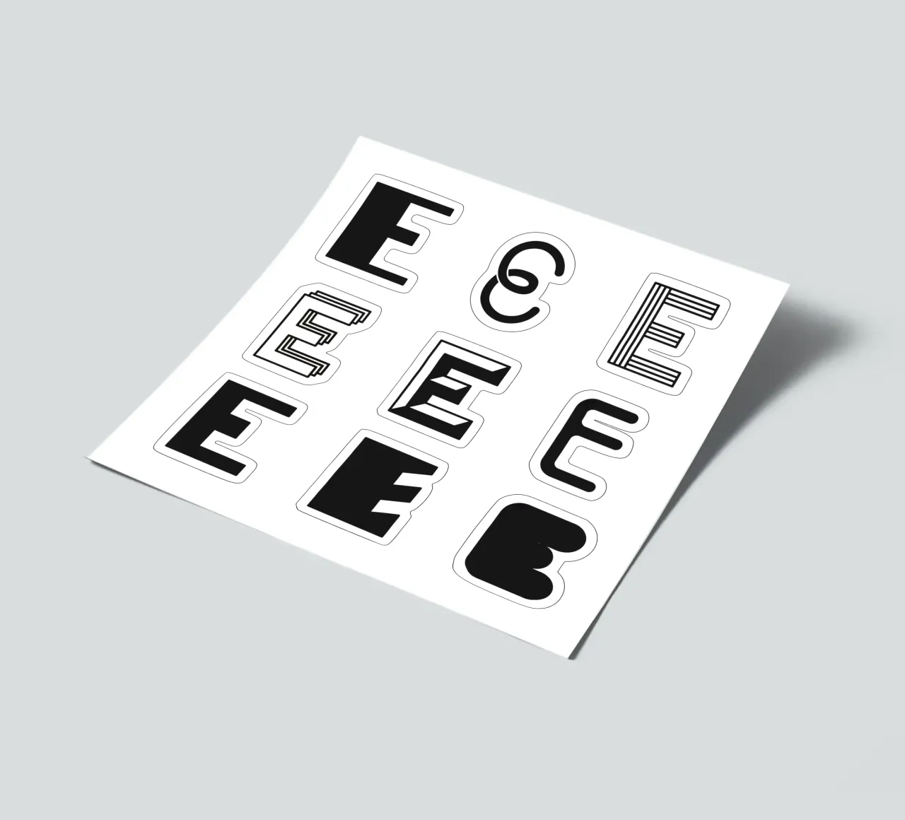 Letter E sticker sheet by Lidia Blomgren