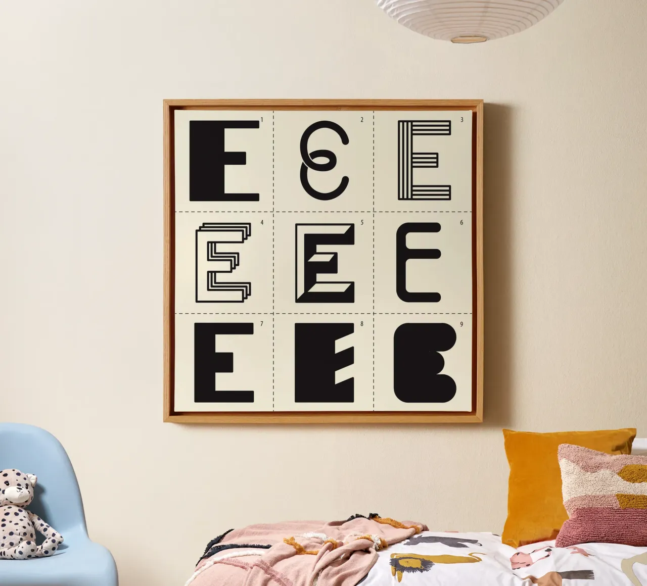 Letter E canvas van Lidia Blomgren