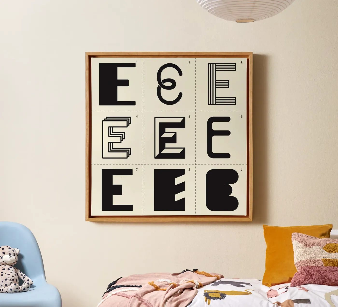 Letter E canvas by Lidia Blomgren