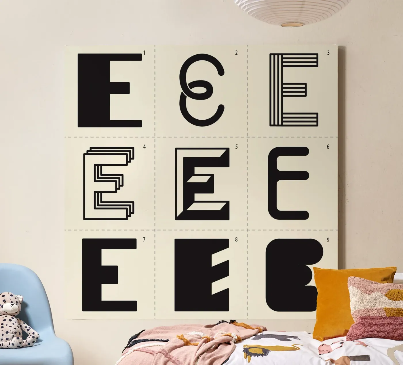 Letter E canvas by Lidia Blomgren