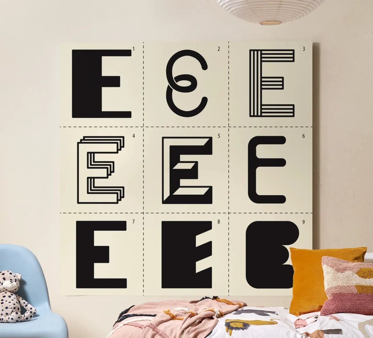 Letter E canvas van Lidia Blomgren