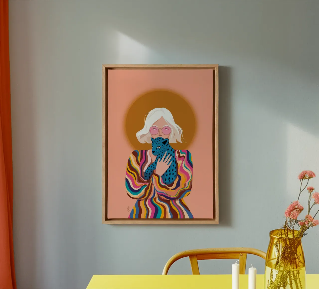 Psychedelic Harmony Glow canvas with Floater frame by Color Oblivion