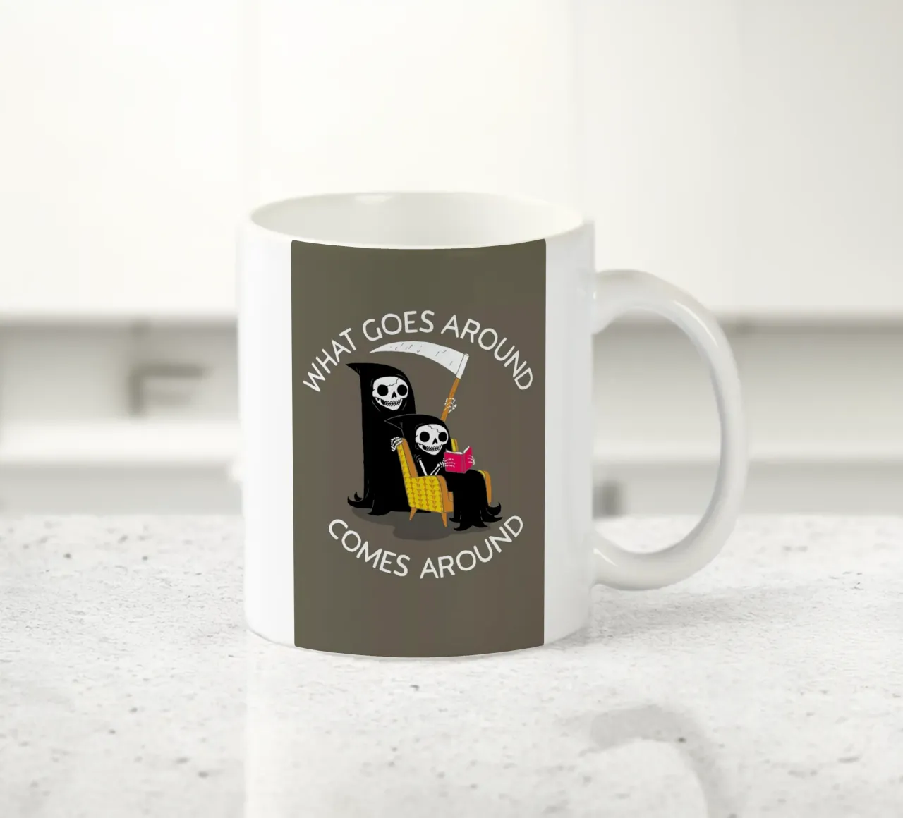 What Goes Around taza de cerámica de DinoMike