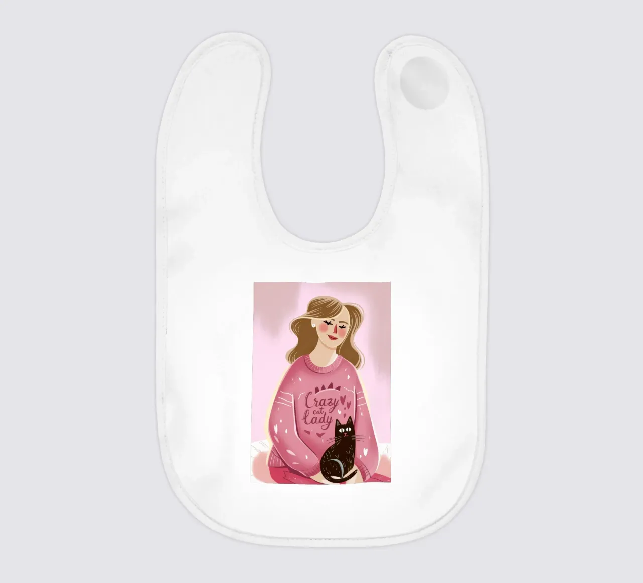 Cozy Cat Love baby bib by Color Oblivion