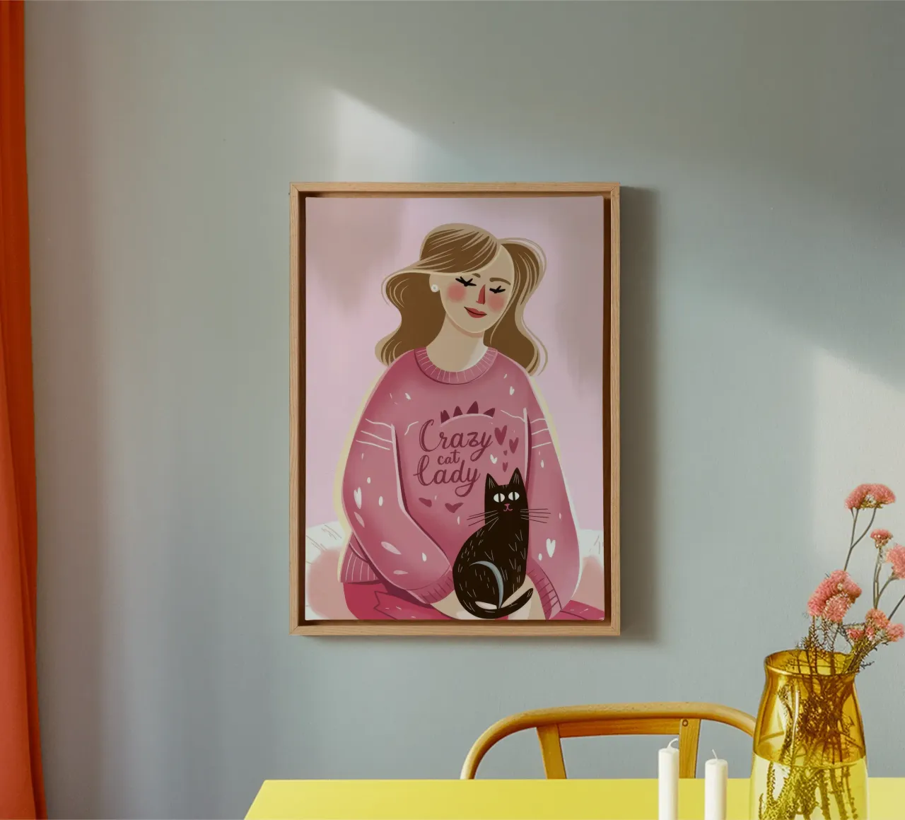 Cozy Cat Love canvas by Color Oblivion