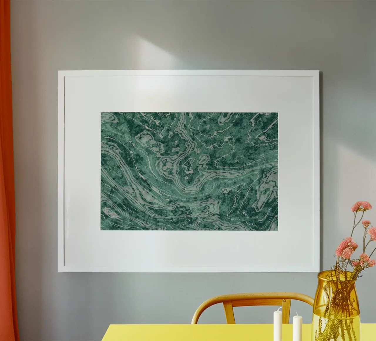 Texture marmo verde giada poster con telaio in alluminio da amini54
