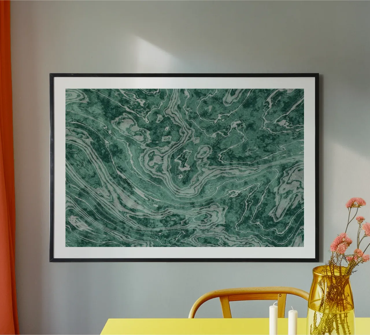 Texture marmo verde giada poster con telaio in alluminio da amini54