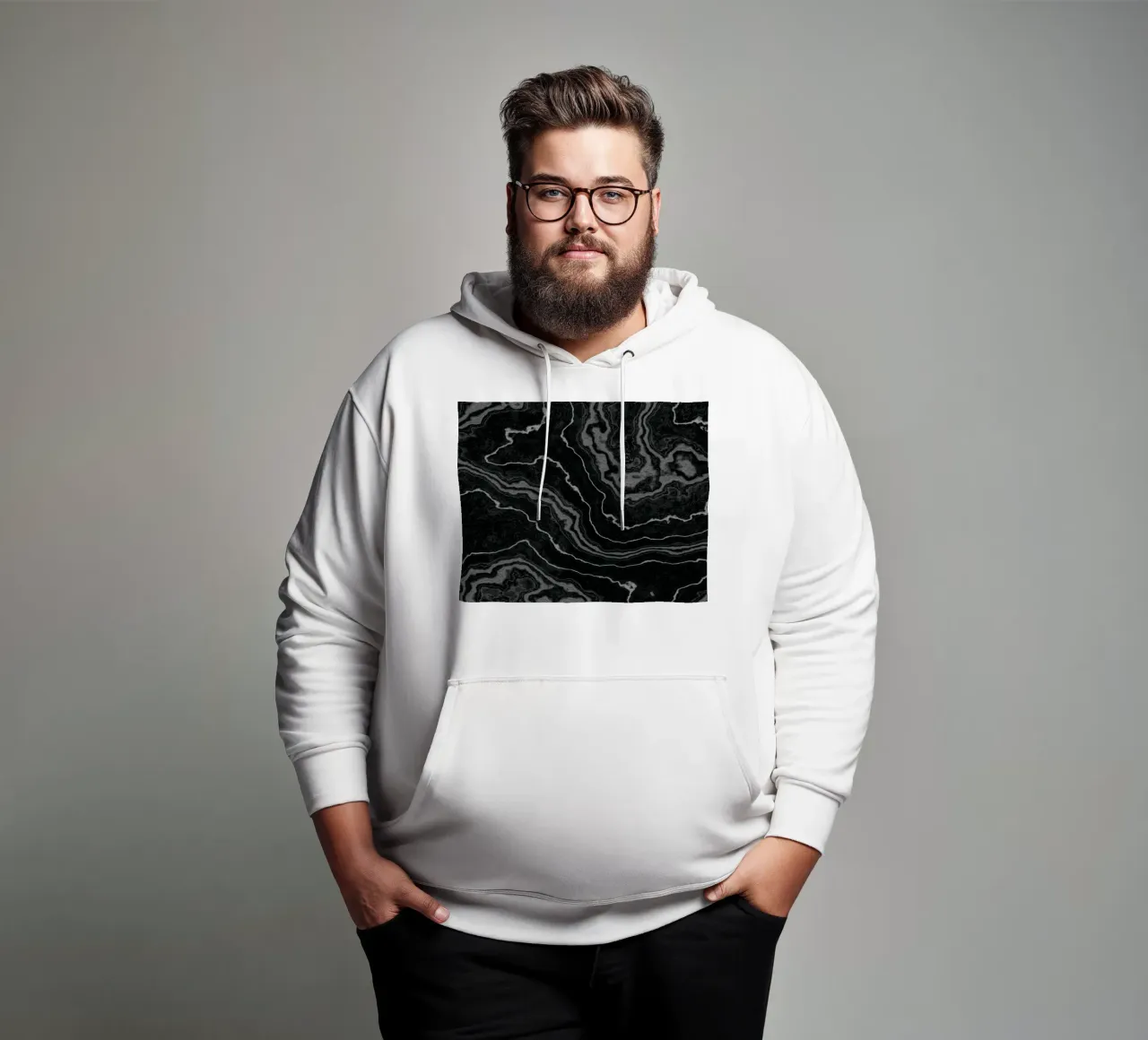 Texture marmo nero fossile felpa con cappuccio da amini54