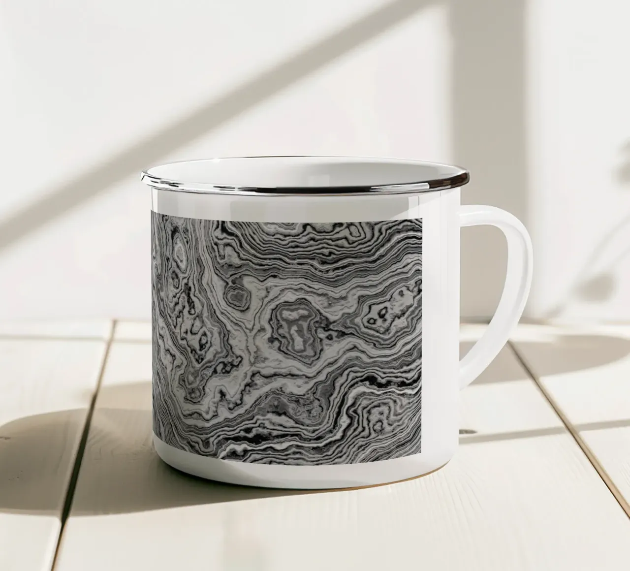 Texture marmo bianco e nero tazza in smalto da amini54