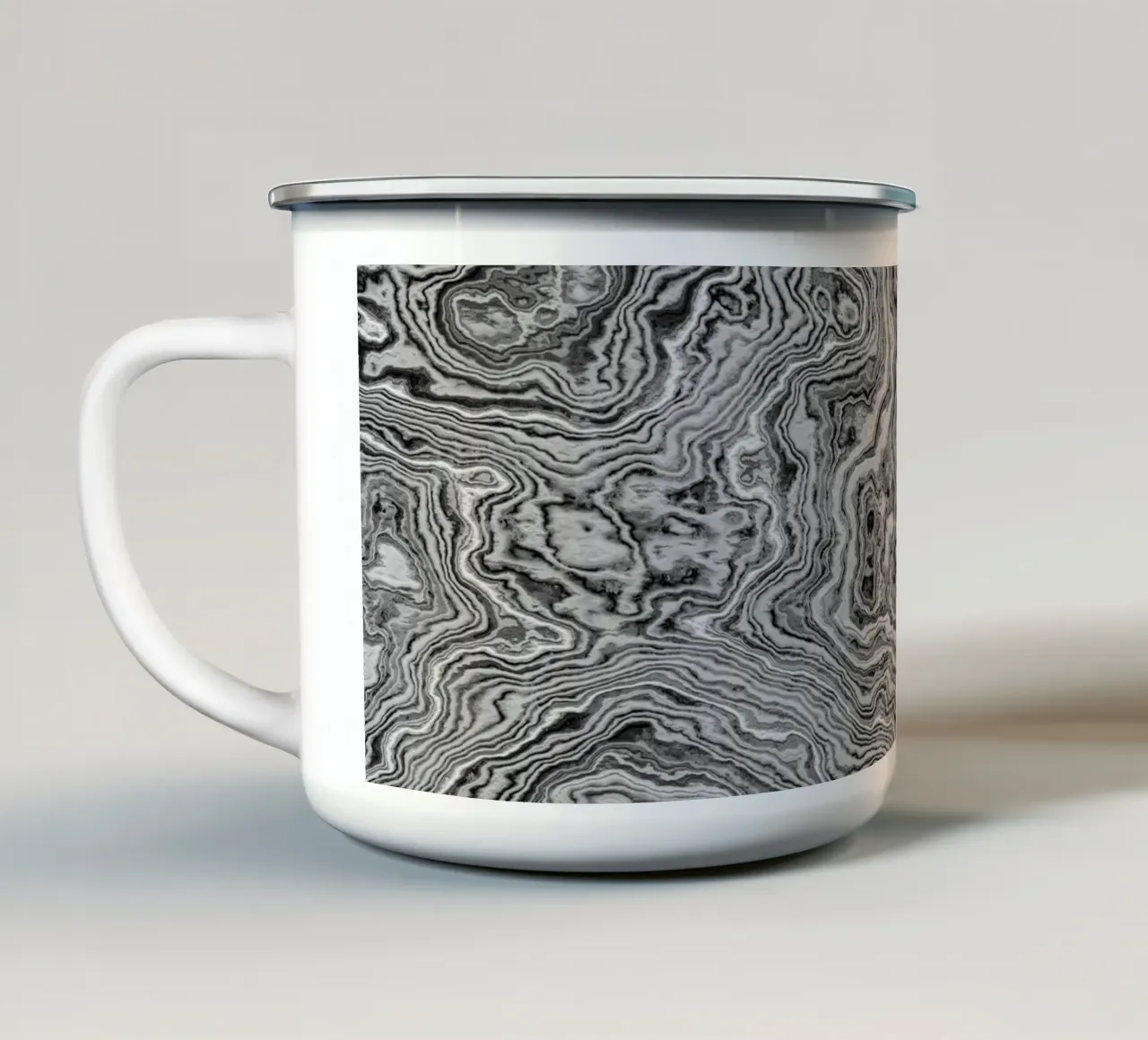 Texture marmo bianco e nero tazza in smalto da amini54