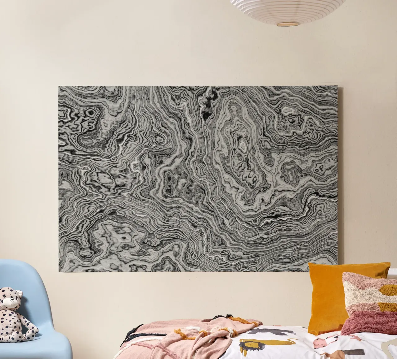 Texture marmo bianco e nero tela con Cornice a cassetta da amini54