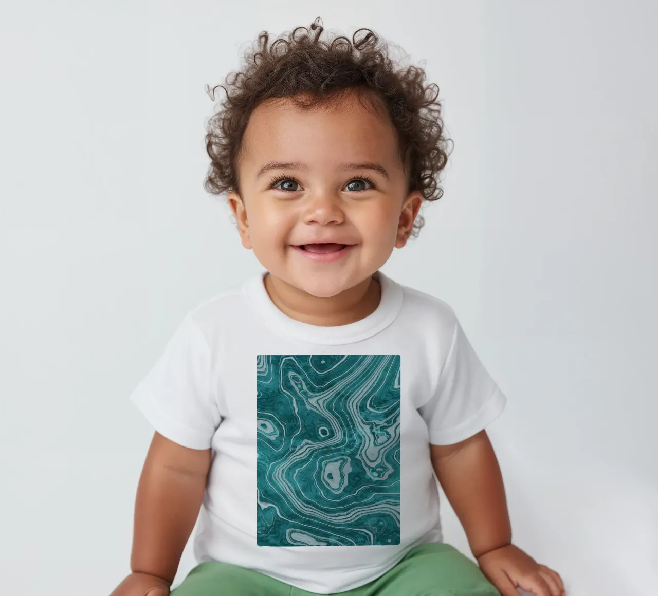 Crystal Teal Marmor Textur Baby T-Shirt von amini54