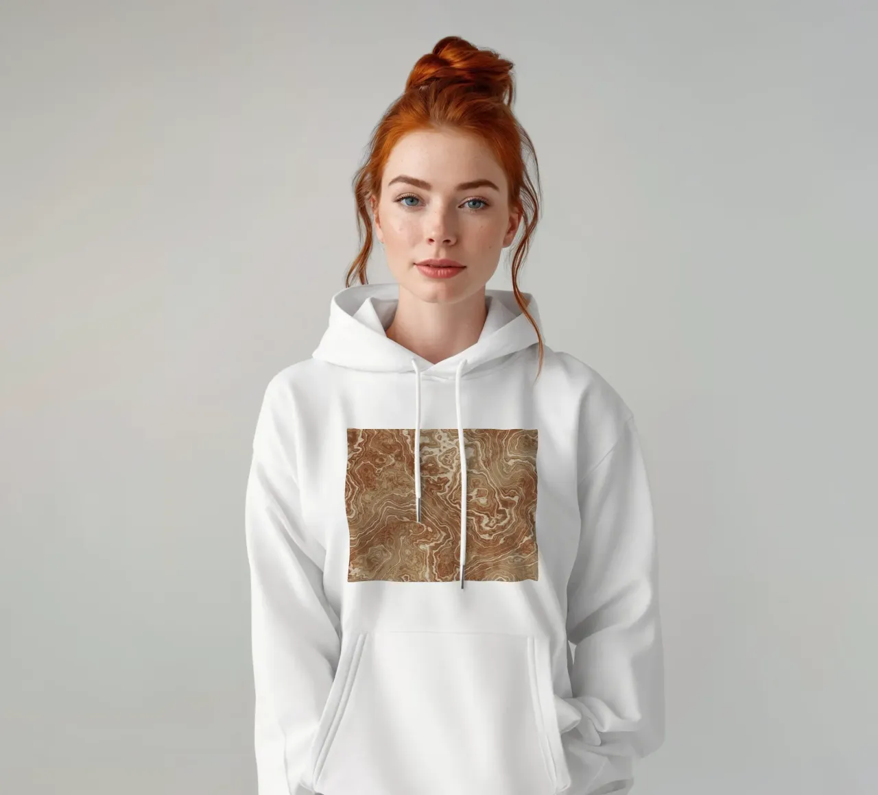 Texture marmo beige cacao felpa con cappuccio da amini54