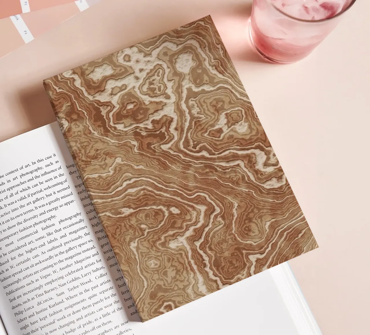 Cocoa Beige Marble Texture notebook by amini54