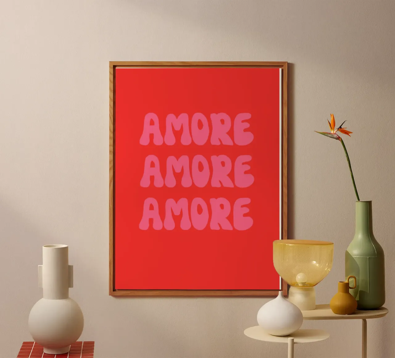 Amore Retro Pink Rot alluminio dibond da Alisa Knöß