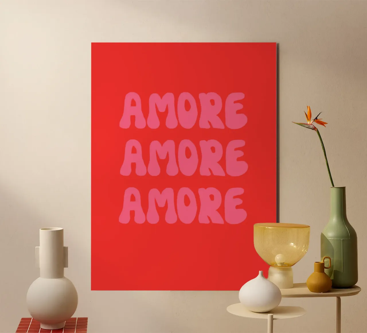 Amore Retro Pink Rot alluminio dibond da Alisa Knöß