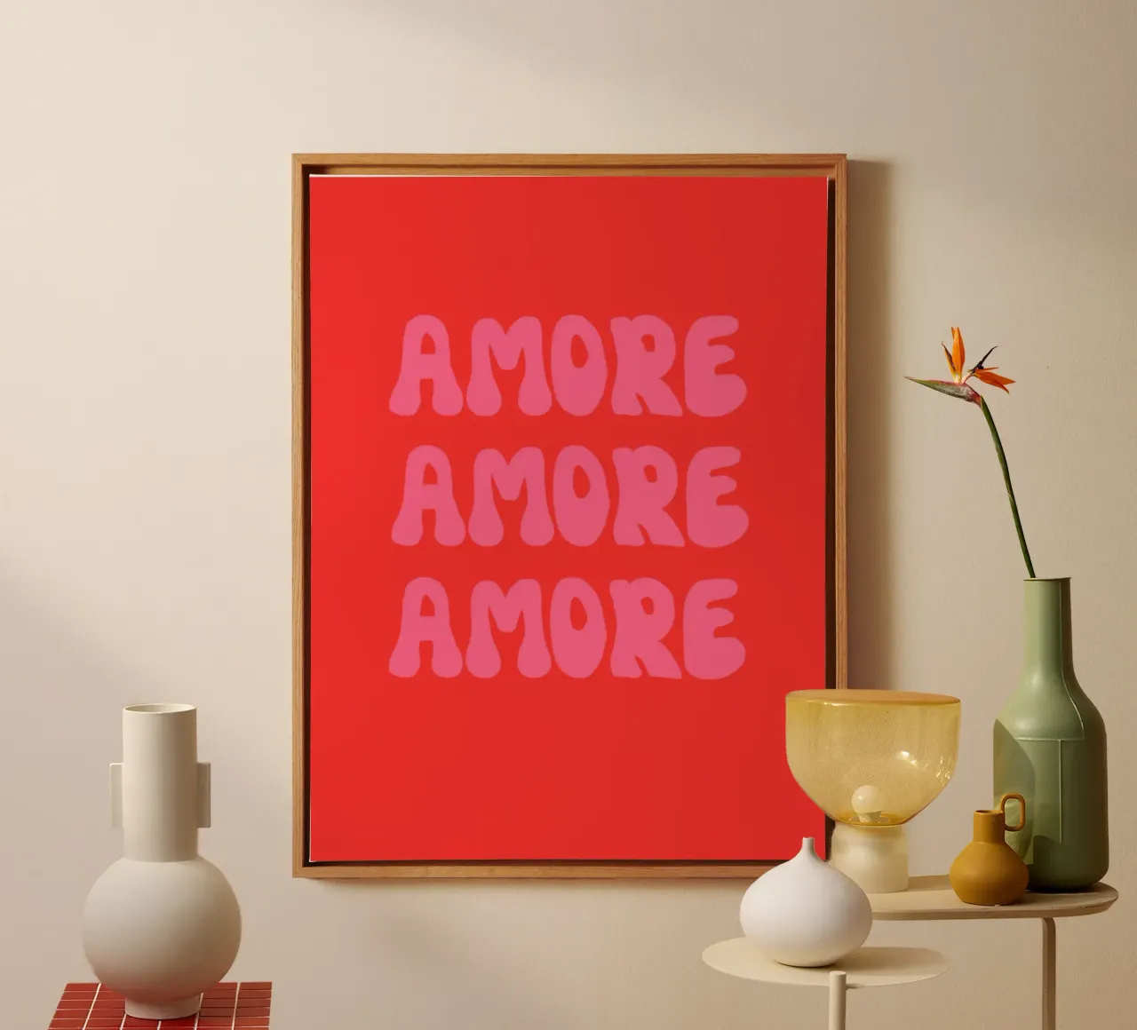 Liefde Retro Roze Rot canvas met Baklijst van Alisa Knöß