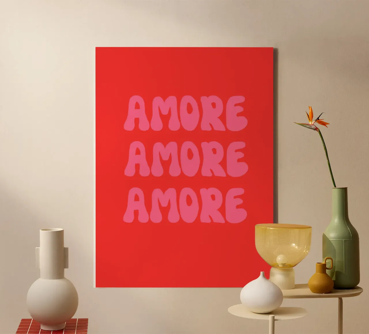 Liefde Retro Roze Rot canvas met Baklijst van Alisa Knöß