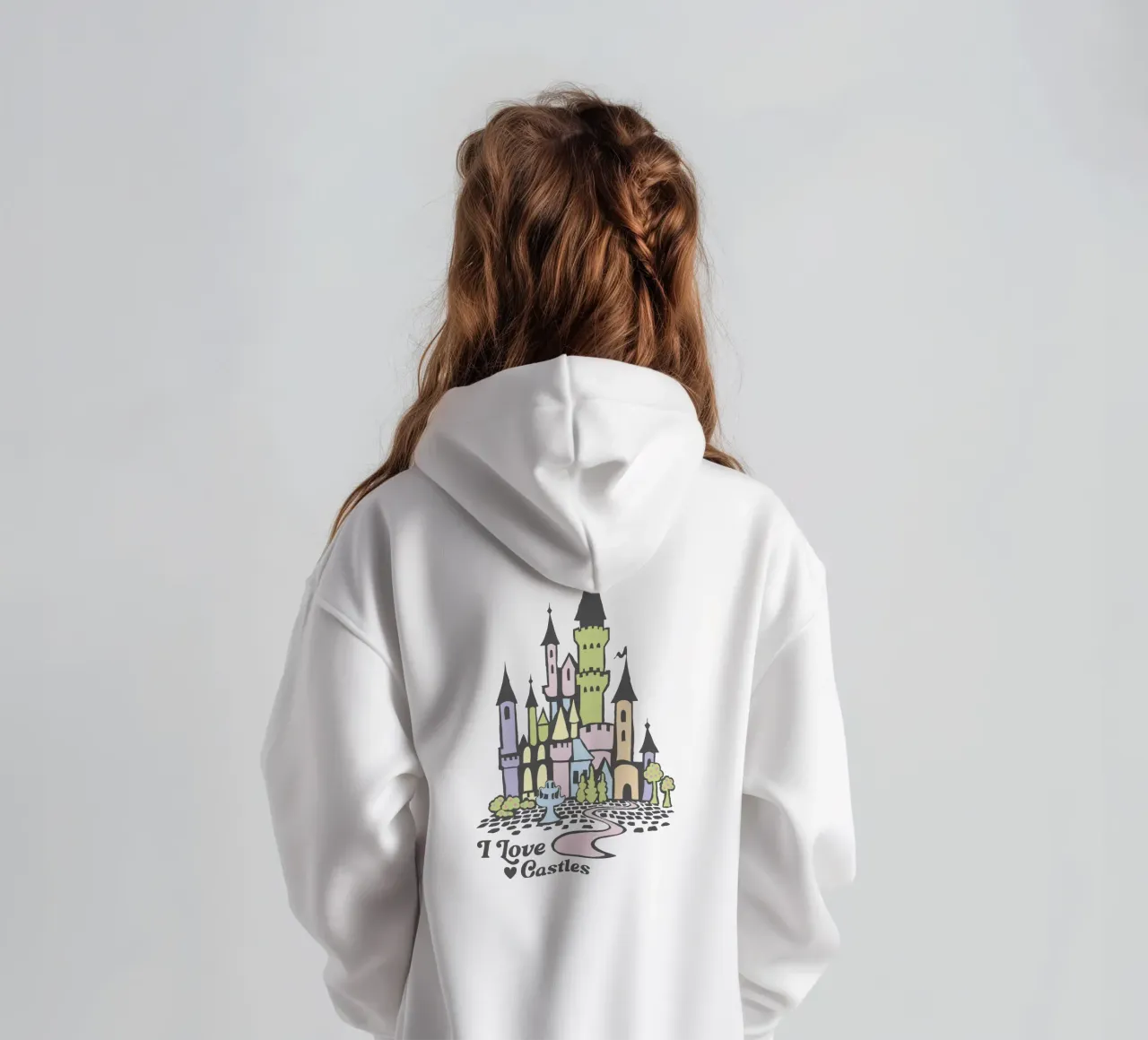 Amo i castelli felpa bambino con cappuccio da DYDesign