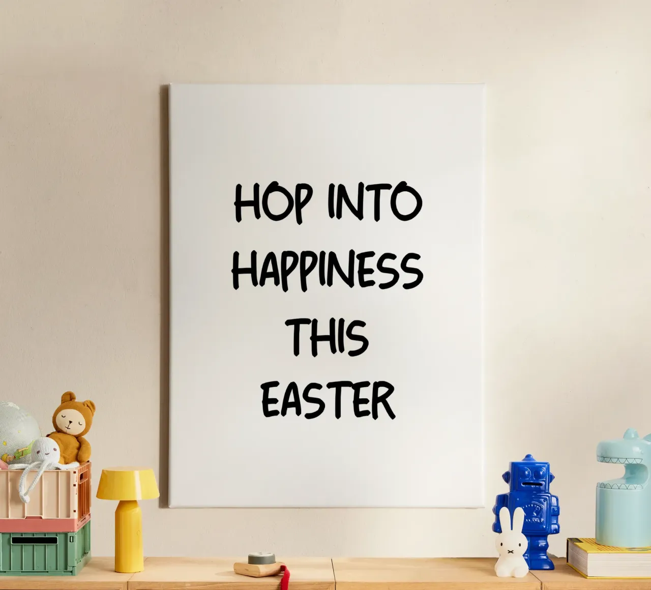 Spring deze Pasen in geluk canvas met Baklijst van YV TYPOGRAPHY