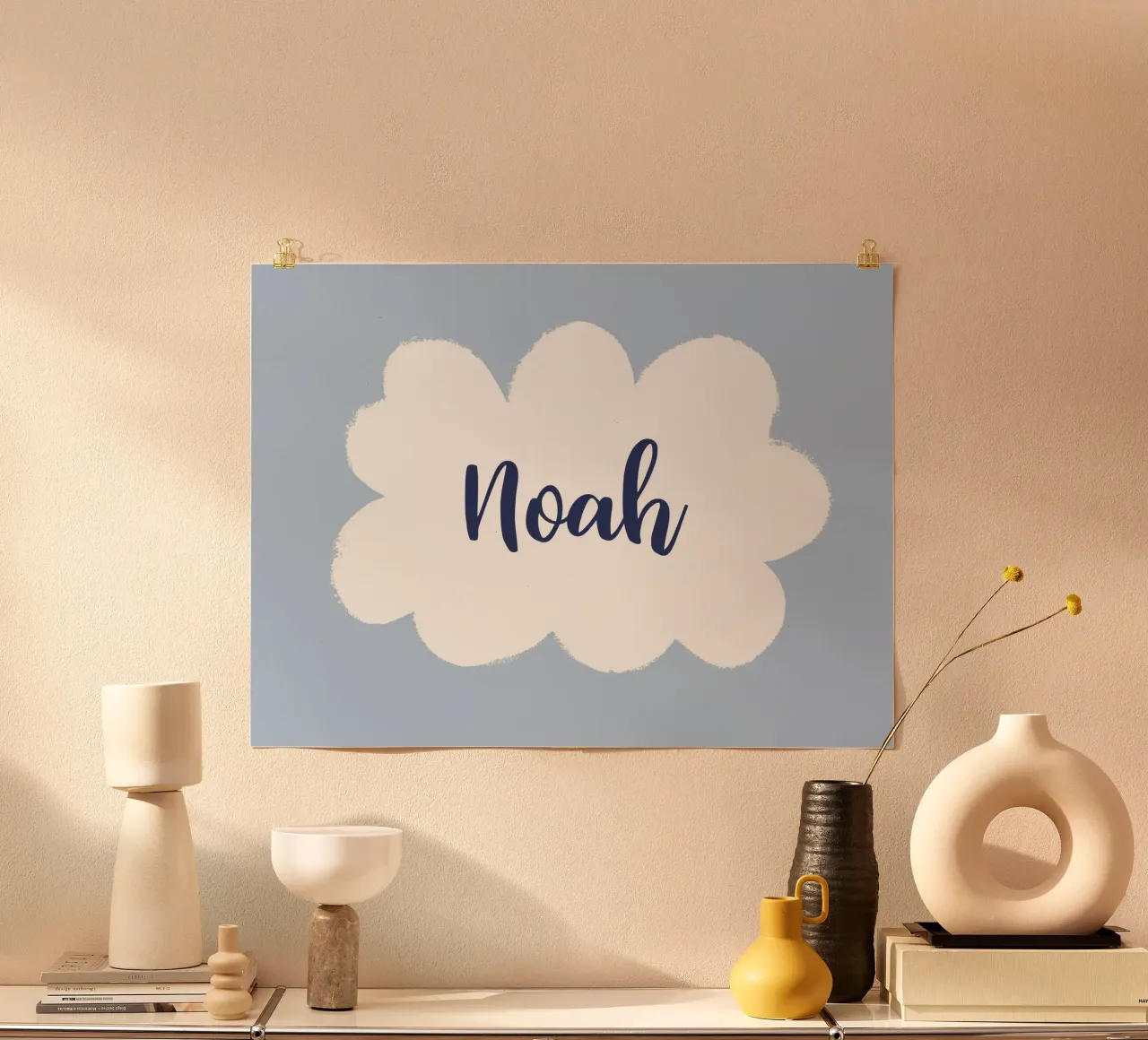 Wolke personalisierbar poster con telaio in legno da All Colours