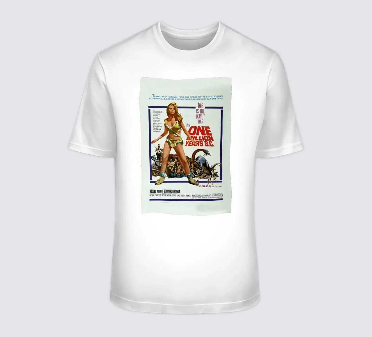 ‘One Million Years BC’ Retro Movie Poster t-shirt da Gallery Print and Art Limited