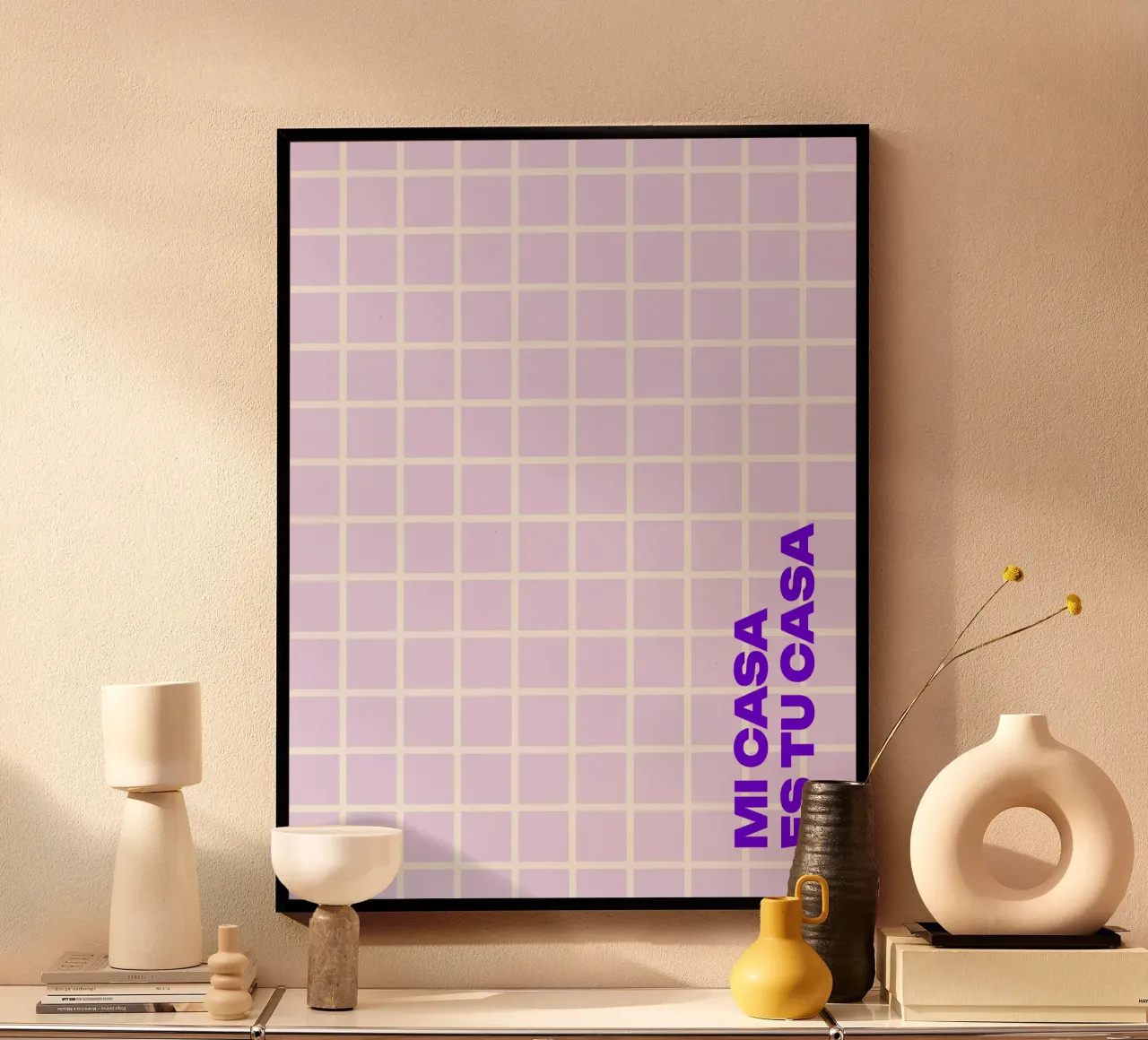 Mi casa es tu casa poster con telaio in legno da Bureau Purpur