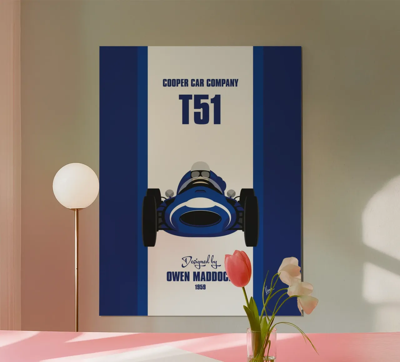 1959 Cooper T51 poster avec cadre en bois de Formula Art