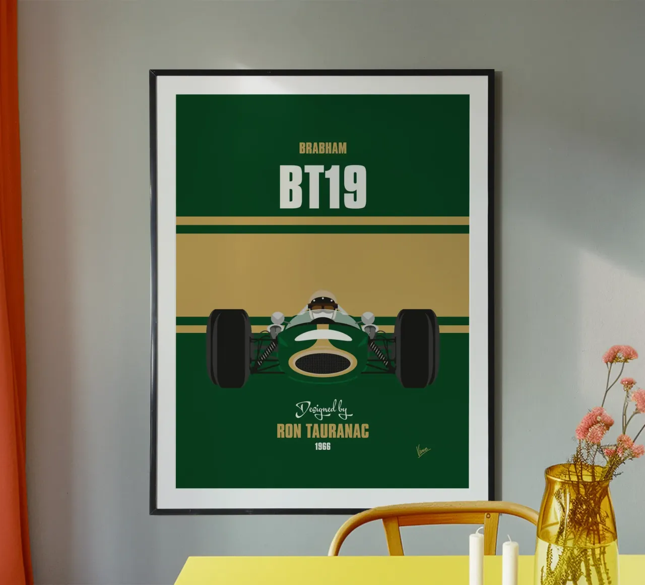 1966 Brabham BT19 poster con telaio in alluminio da Formula Art