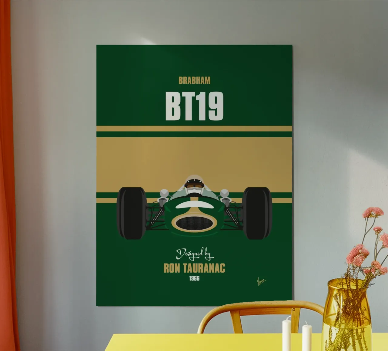 1966 Brabham BT19 poster con telaio in alluminio da Formula Art