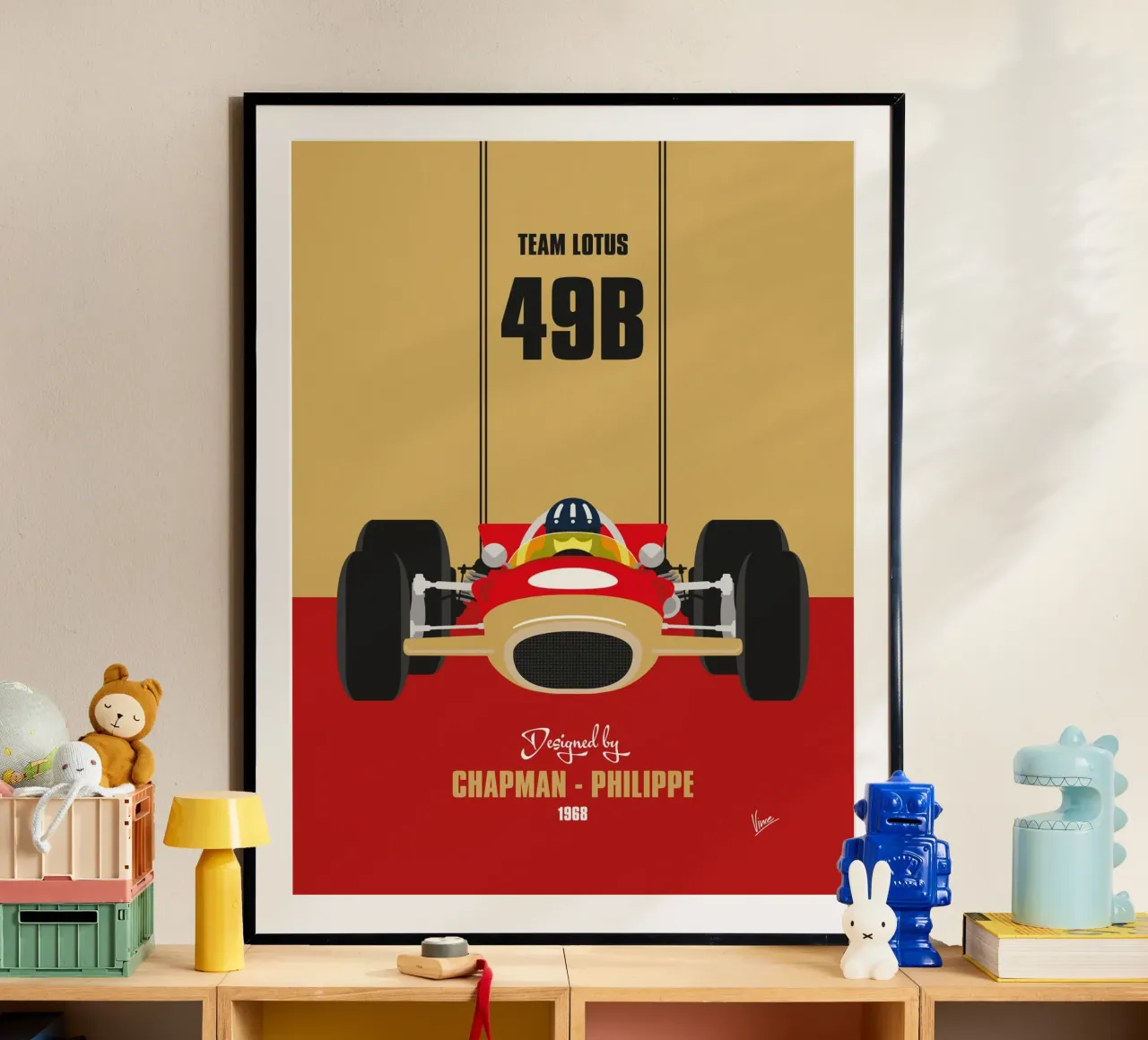 1968 Lotus 49B poster con telaio in legno da Formula Art