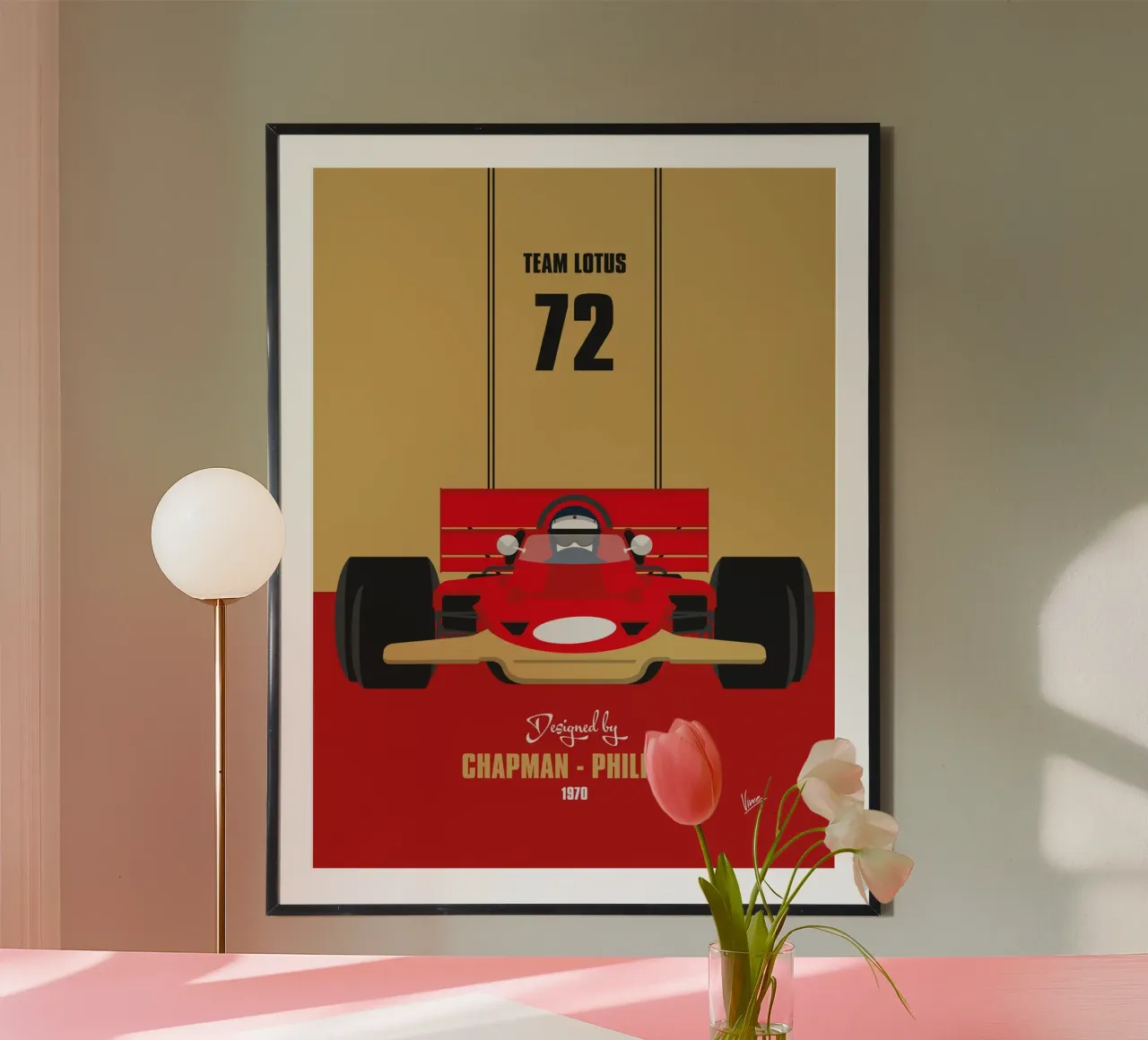 1970 Lotus 72 poster con telaio in alluminio da Formula Art