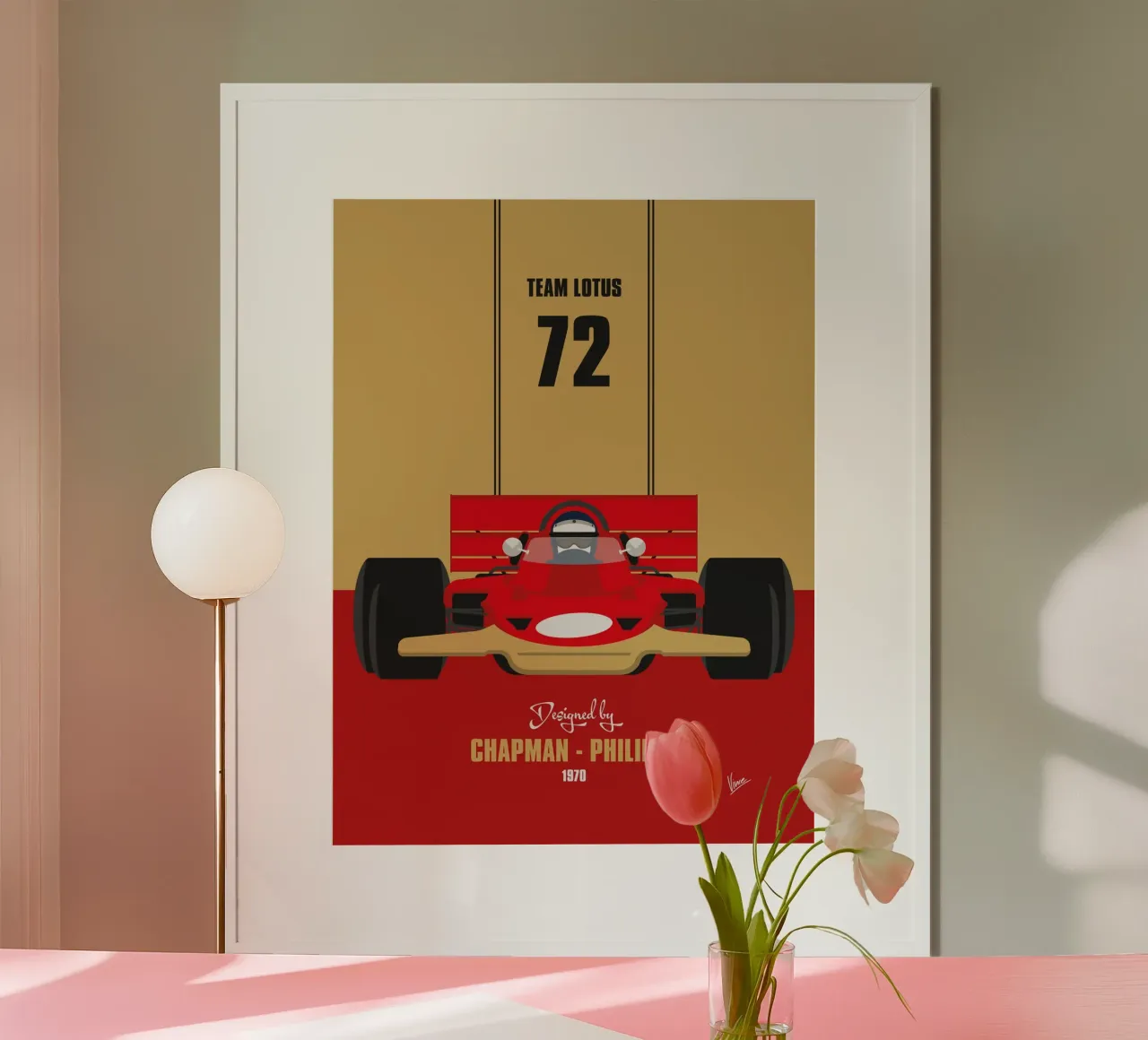 1970 Lotus 72 poster con telaio in alluminio da Formula Art